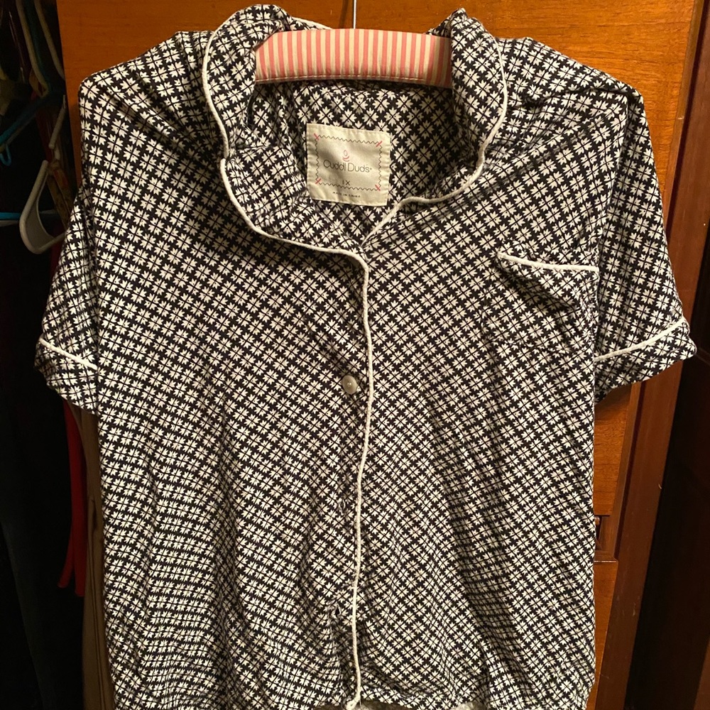 Black and white pajama shorts set, size 1x
